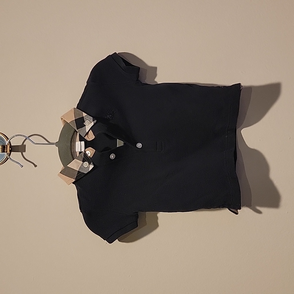 Burberry Polo Shirt Collar 6 months navy Novacheck 6m burberry baby navy